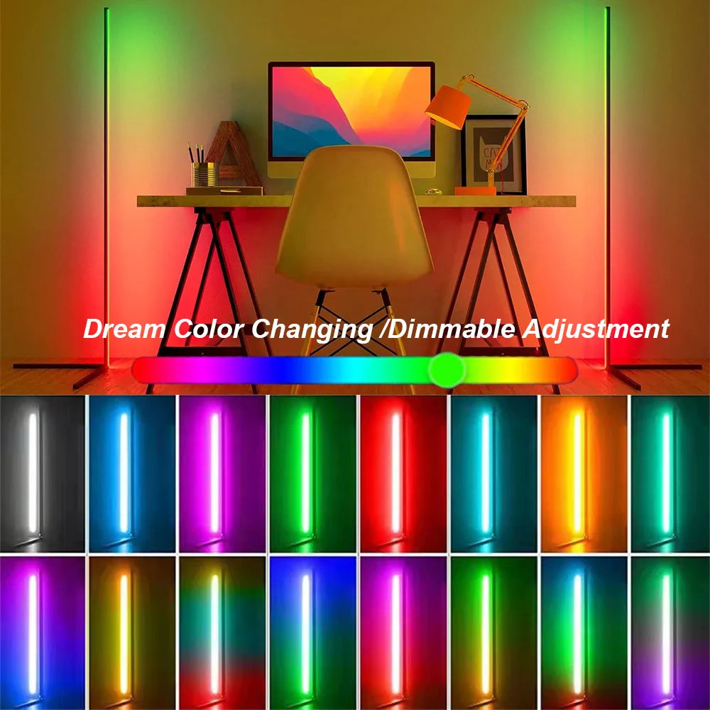 Minimalist RGB LED Corner Floor Lamp