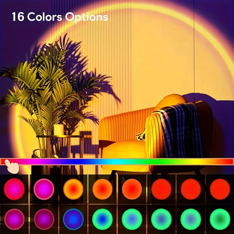 Sunset Light Projector — 16-Color RGB, 180° Rotation