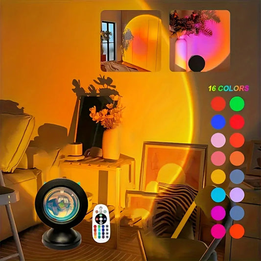 Sunset Light Projector — 16-Color RGB, 180° Rotation