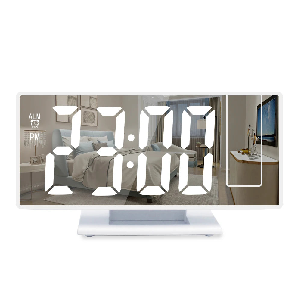 Projection Alarm Clock — LED Time & Temperature Display, 180° Ceiling Projector