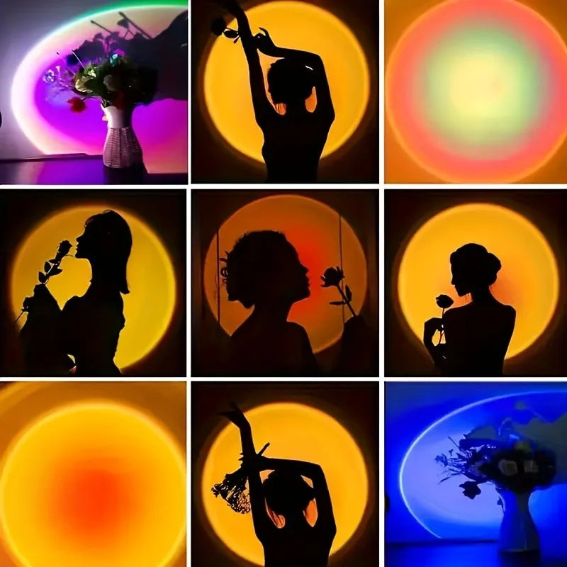 Sunset Light Projector — 16-Color RGB, 180° Rotation